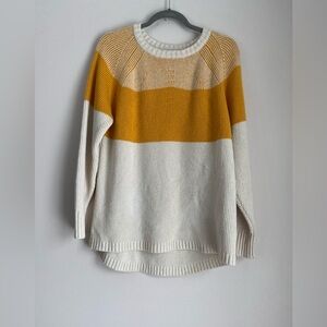 Kari Traa crewneck wool blend sweater yellow gold color block size medium